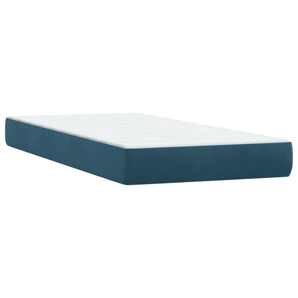 vidaXL Κρεβάτι Boxspring με Στρώμα Σκούρο Μπλε 80x220 εκ. Βελούδινο