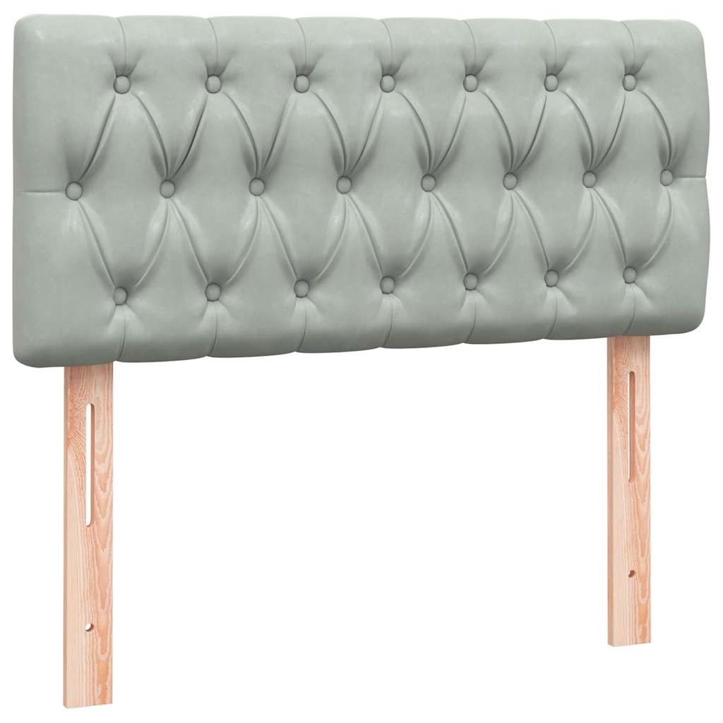 vidaXL Box Spring κρεβάτι με στρώμα ανοιχτό γκρι 90x220 εκ. Βελούδινο