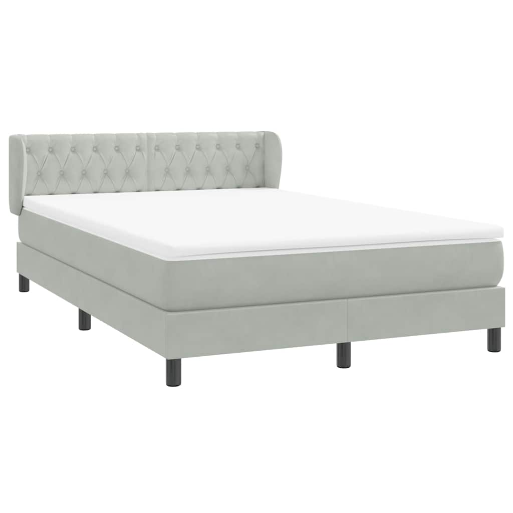 vidaXL Κρεβάτι Boxspring με Στρώμα Ανοιχτό Γκρι 160x220 εκ. Βελούδινο