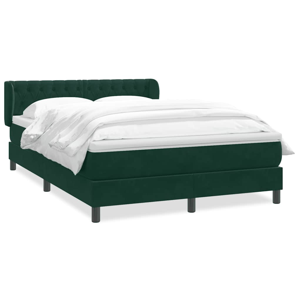 vidaXL Box Spring κρεβάτι με στρώμα σκούρο πράσινο 160x220cm Βελούδινο