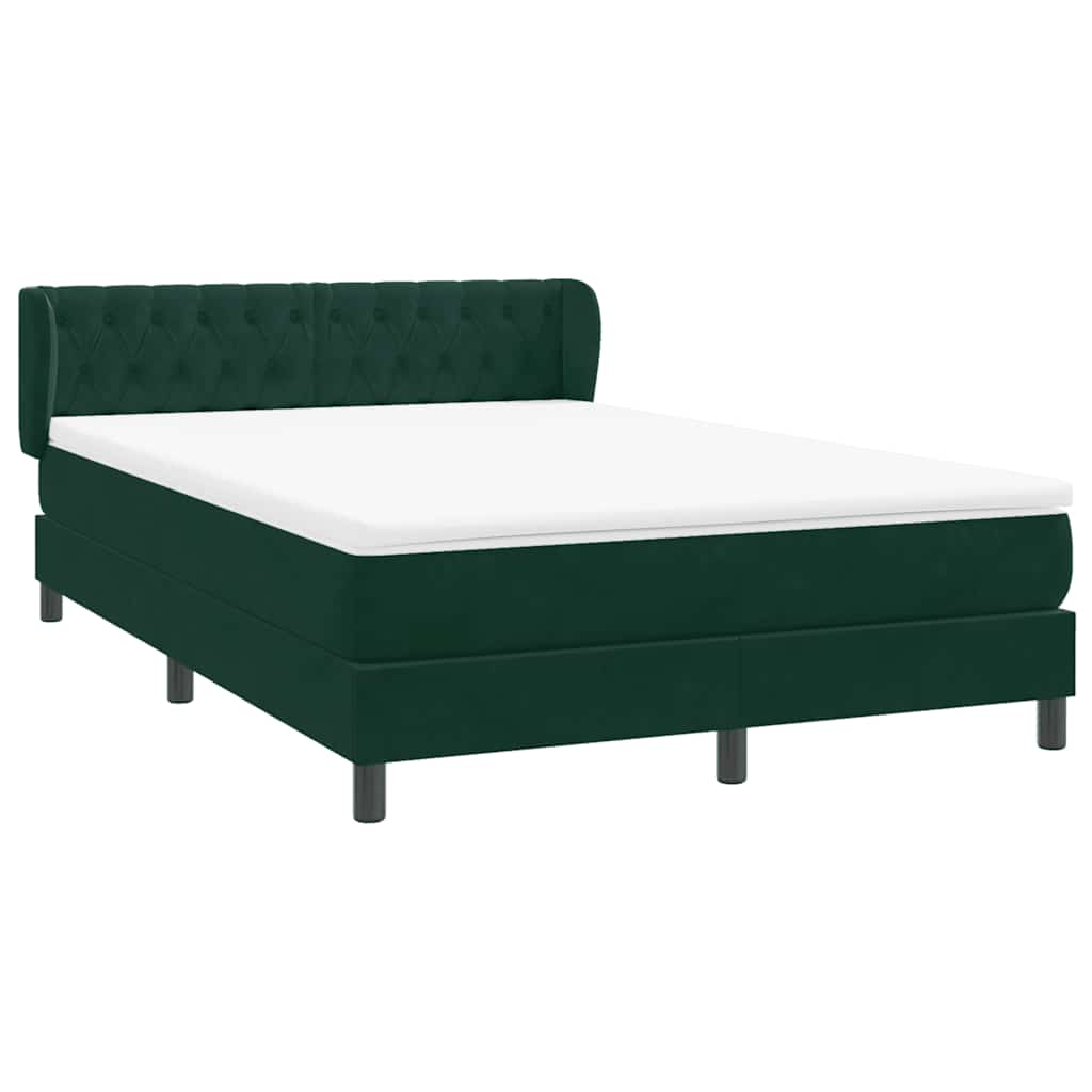 vidaXL Box Spring κρεβάτι με στρώμα σκούρο πράσινο 160x220cm Βελούδινο