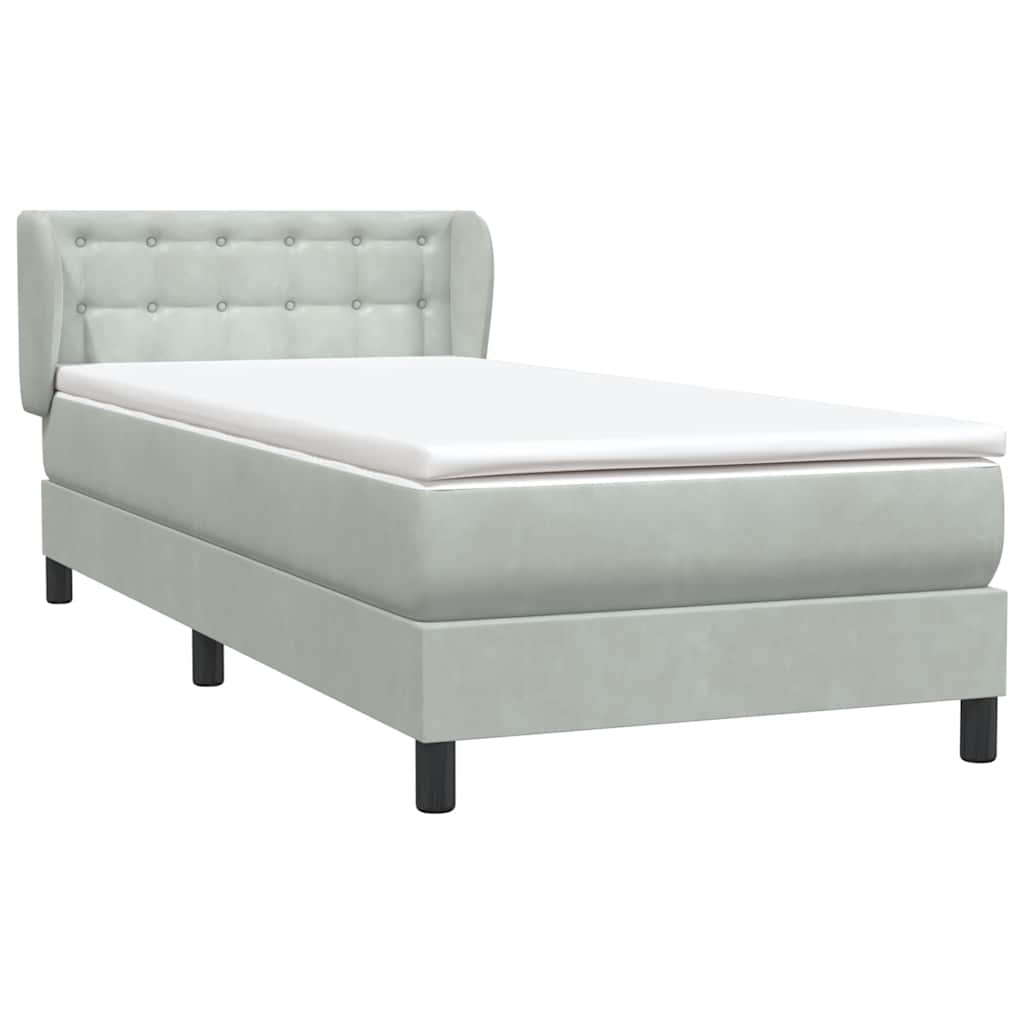 vidaXL Κρεβάτι Boxspring με Στρώμα Ανοιχτό Γκρι 80x210 εκ. Βελούδινο