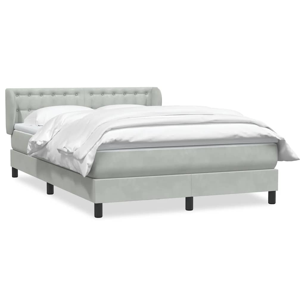 vidaXL Κρεβάτι Boxspring με Στρώμα Ανοιχτό Γκρι 160x210 εκ. Βελούδινο