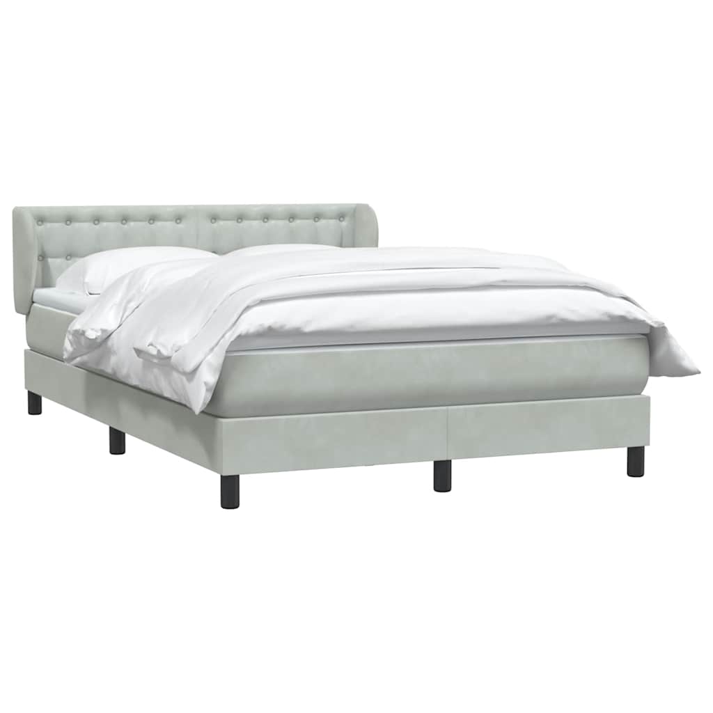 vidaXL Κρεβάτι Boxspring με Στρώμα Ανοιχτό Γκρι 160x210 εκ. Βελούδινο