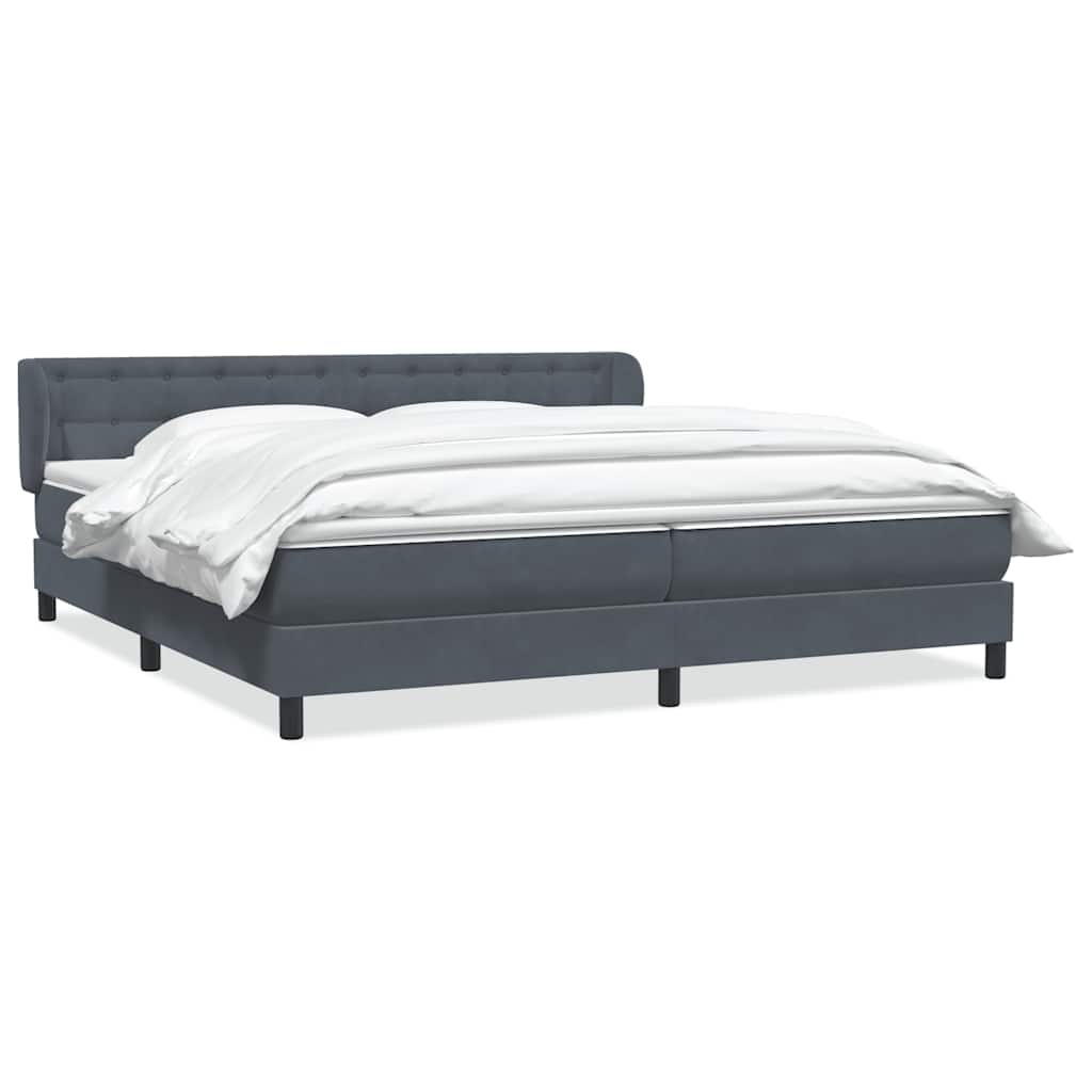 vidaXL Box Spring Κρεβάτι με στρώματα Σκούρο γκρι 180x210 cm Velvet