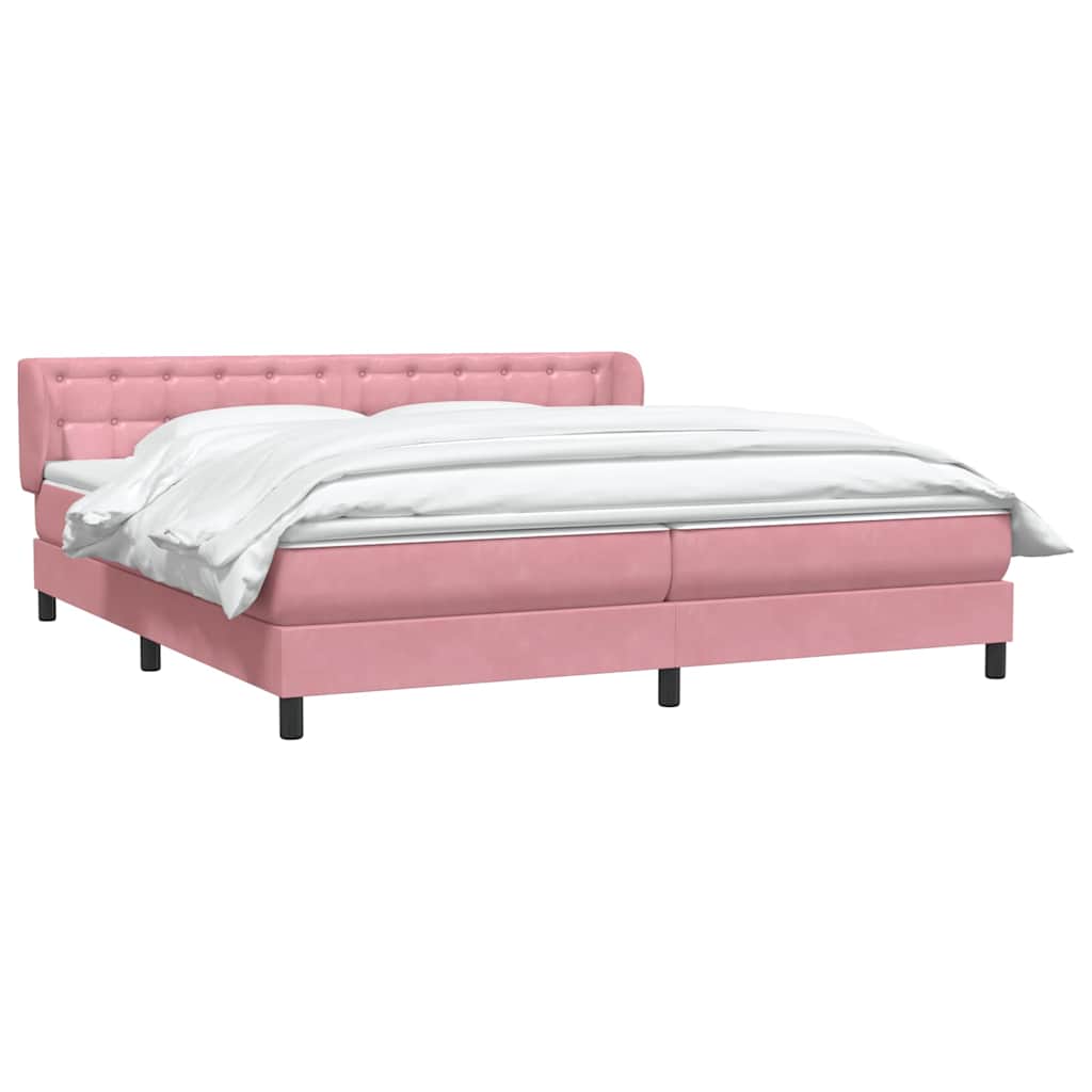 vidaXL Box Spring κρεβάτι με στρώματα ροζ 180x210 cm Βελούδινο