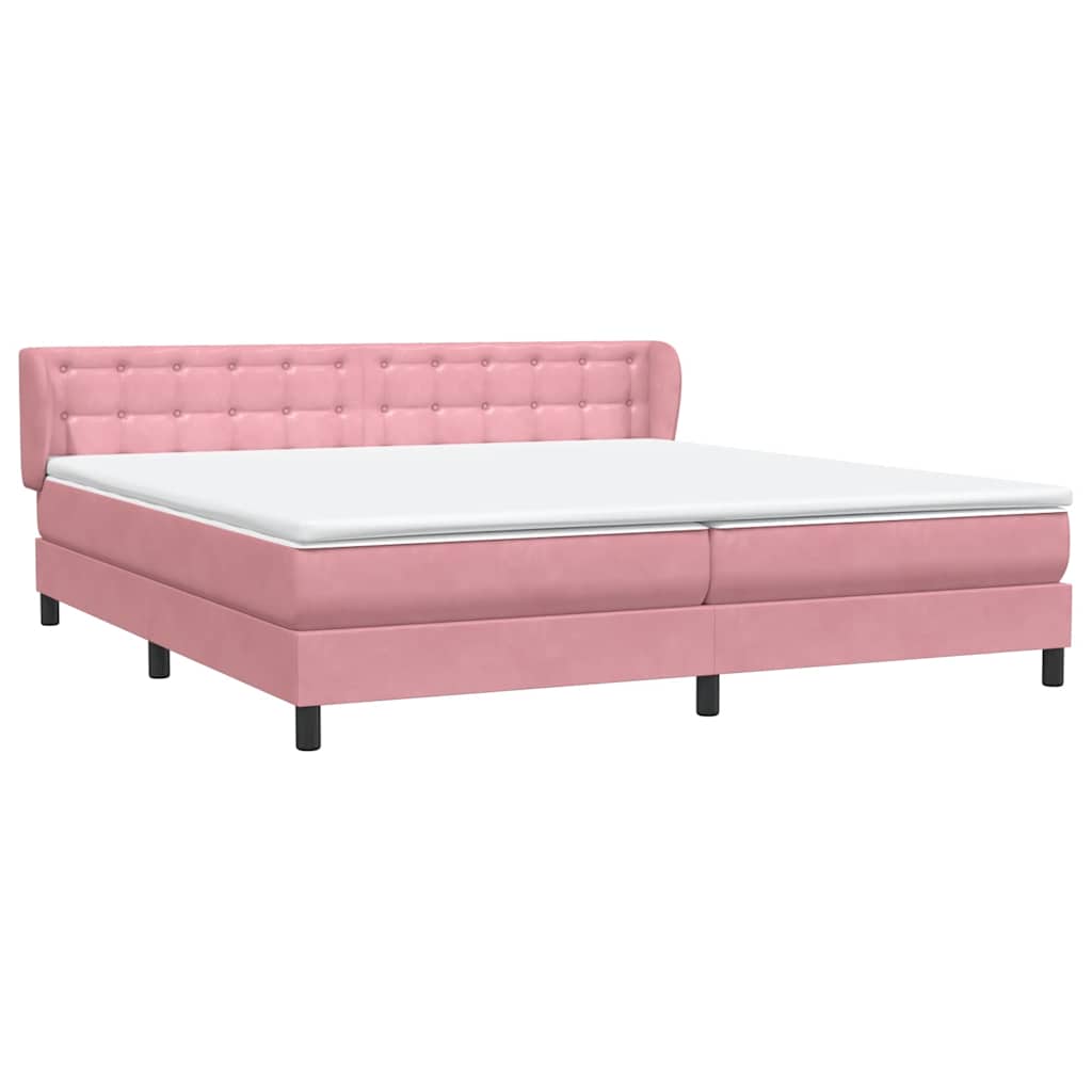vidaXL Box Spring κρεβάτι με στρώματα ροζ 180x210 cm Βελούδινο