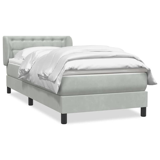 vidaXL Box Spring κρεβάτι με στρώμα ανοιχτό γκρι 80x220 cm Βελούδινο