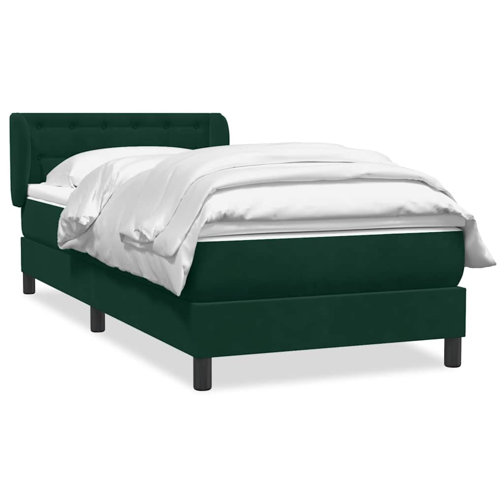 vidaXL Box Spring κρεβάτι με στρώμα σκούρο πράσινο 80x220εκ. Βελούδινο
