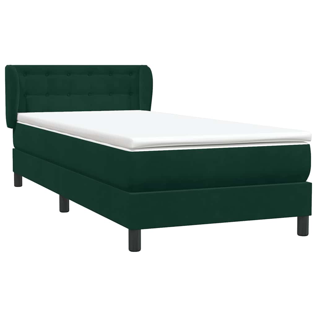 vidaXL Box Spring κρεβάτι με στρώμα σκούρο πράσινο 80x220εκ. Βελούδινο