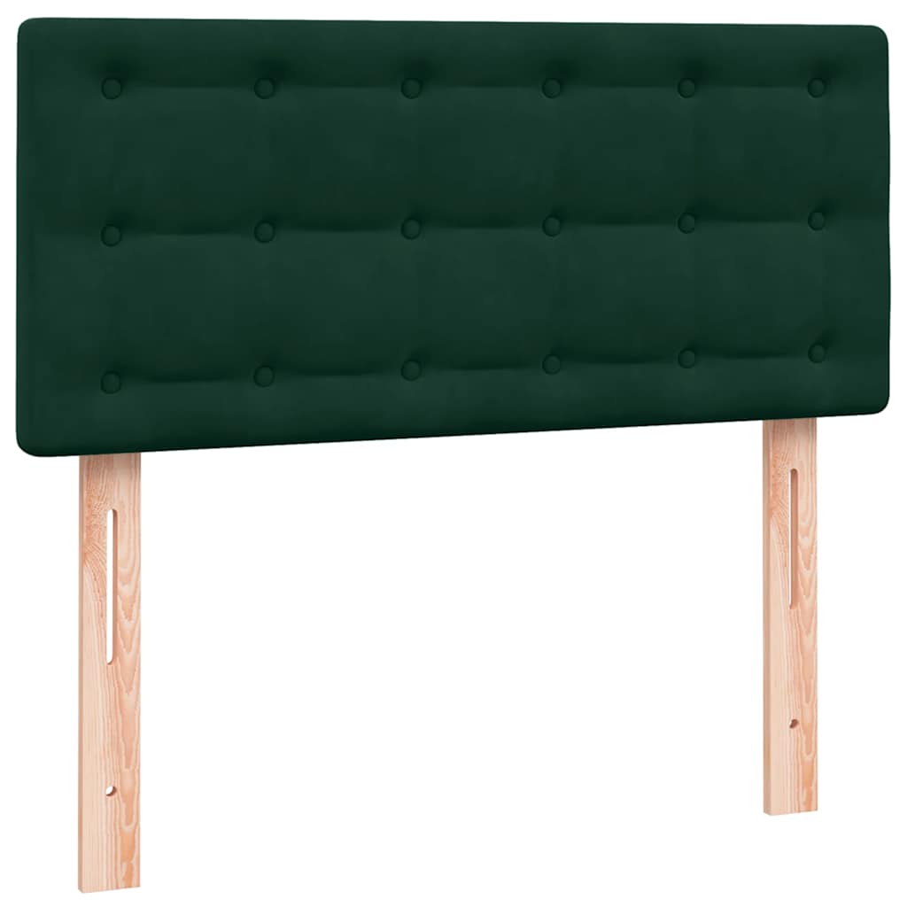 vidaXL Box Spring κρεβάτι με στρώμα σκούρο πράσινο 80x220εκ. Βελούδινο