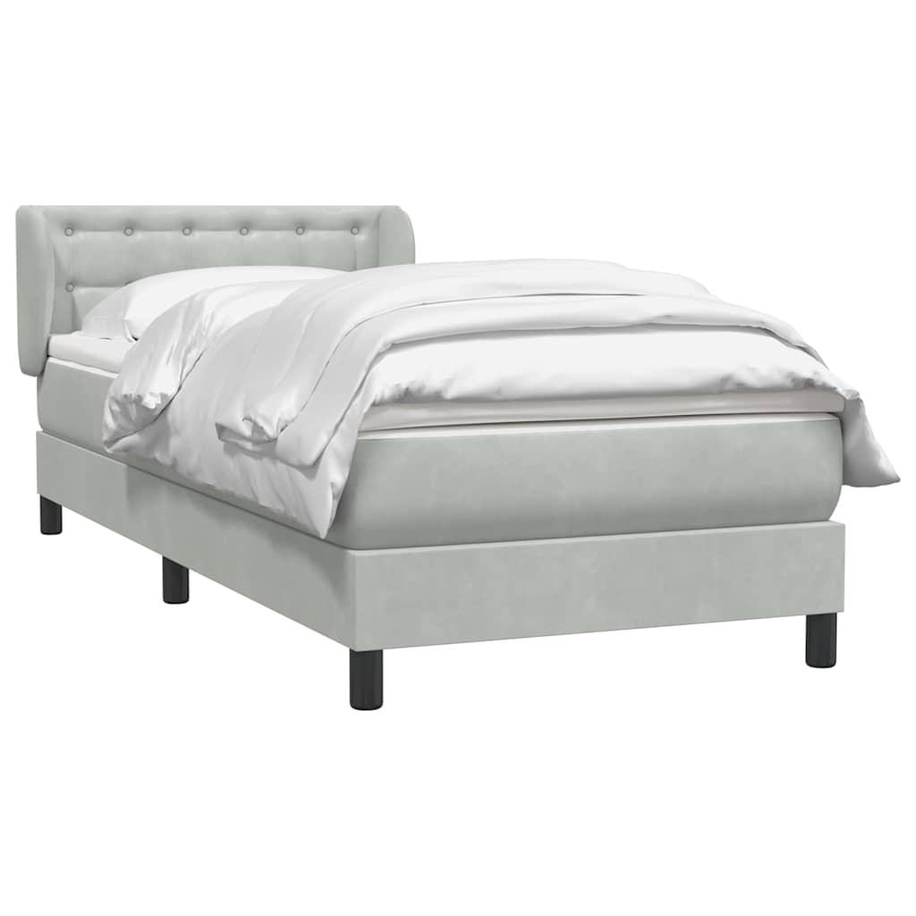 vidaXL Box Spring κρεβάτι με στρώμα ανοιχτό γκρι 90x220 εκ. Βελούδινο