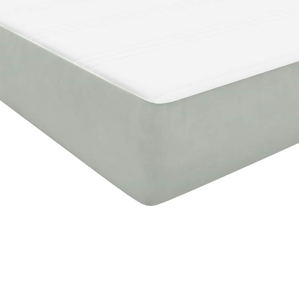 vidaXL Box Spring κρεβάτι με στρώμα ανοιχτό γκρι 90x220 εκ. Βελούδινο