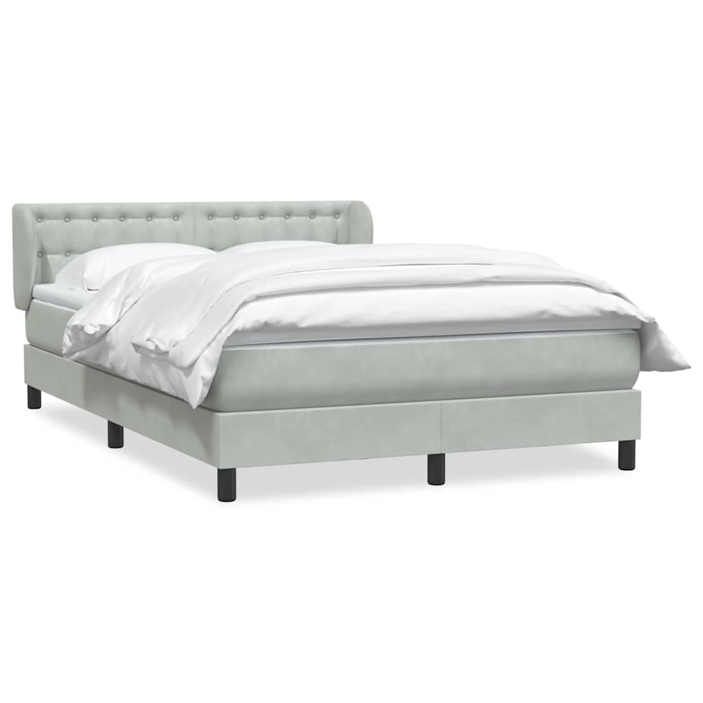 vidaXL Κρεβάτι Boxspring με Στρώμα Ανοιχτό Γκρι 160x220 εκ. Βελούδινο