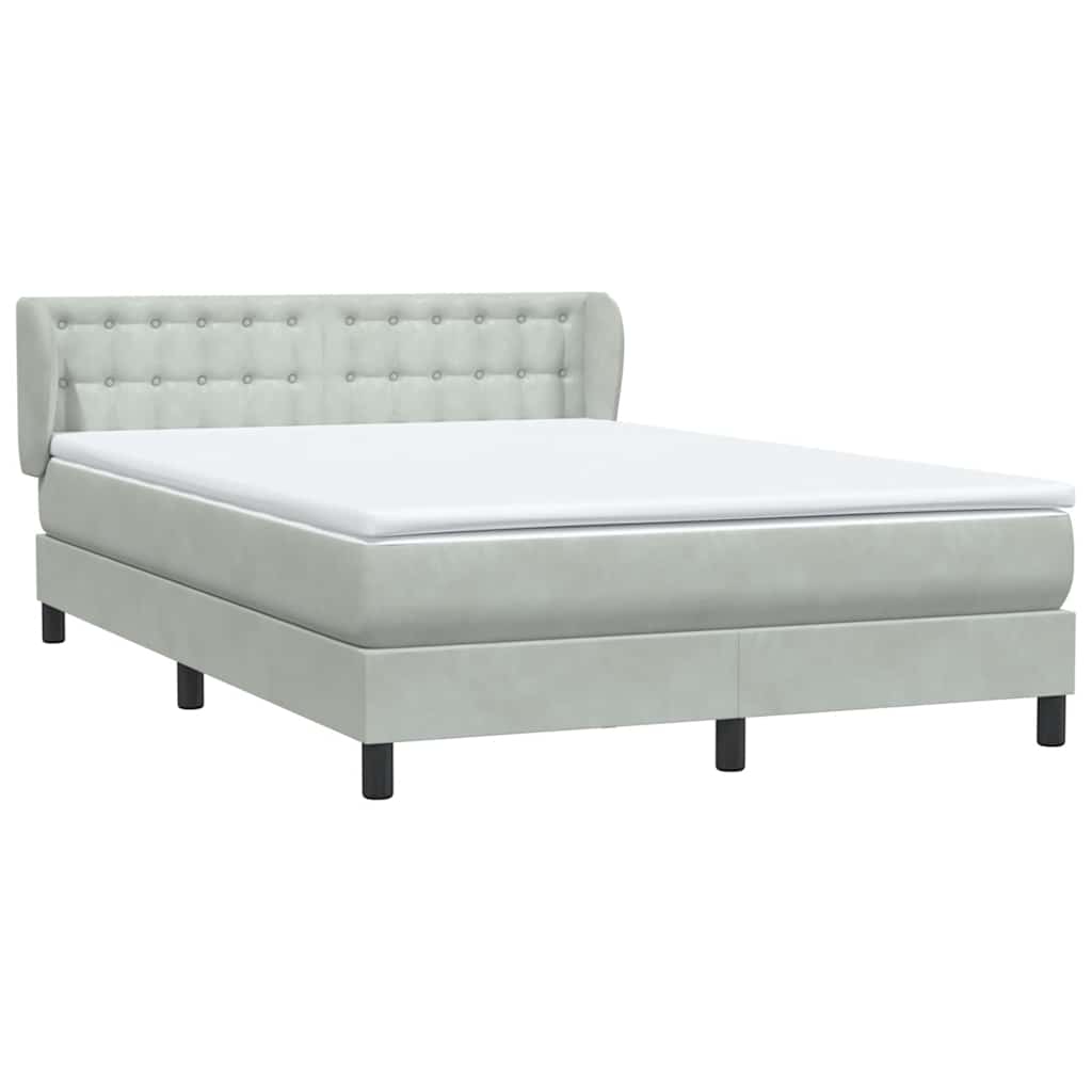 vidaXL Κρεβάτι Boxspring με Στρώμα Ανοιχτό Γκρι 160x220 εκ. Βελούδινο