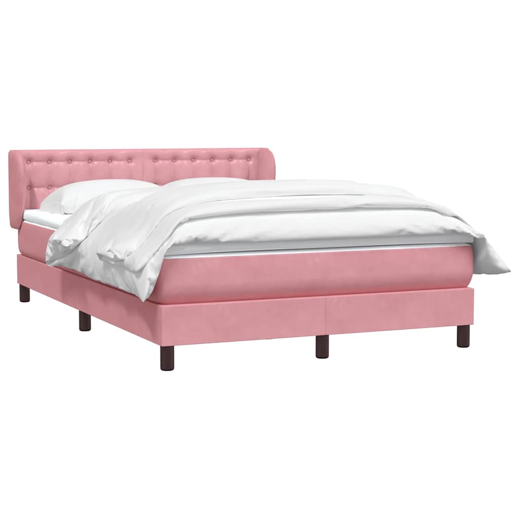 vidaXL Box Spring κρεβάτι με στρώμα ροζ 160x220 cm Βελούδινο