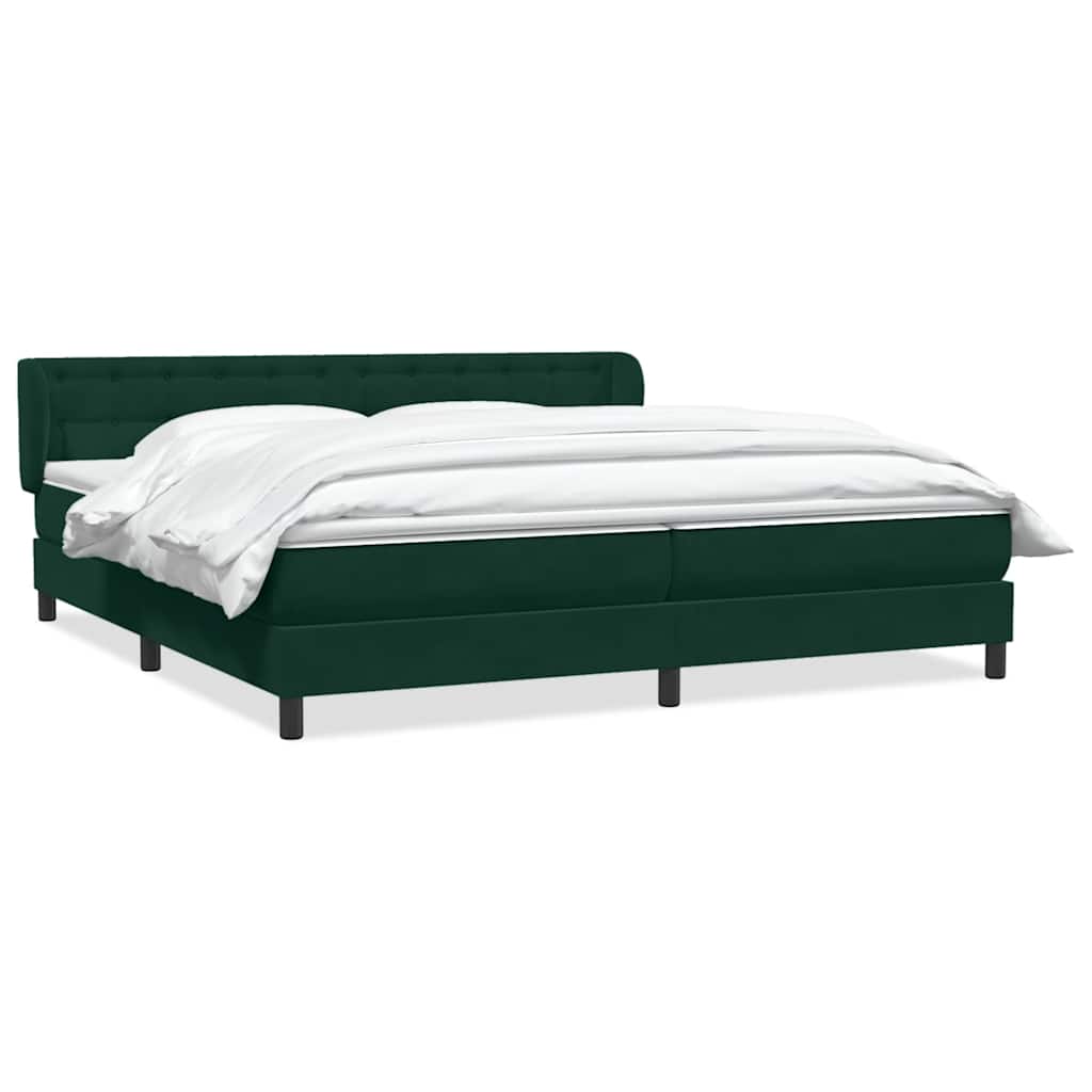 vidaXL Box Spring κρεβάτι με στρώματα σκούρο πράσινο Βελούδινο