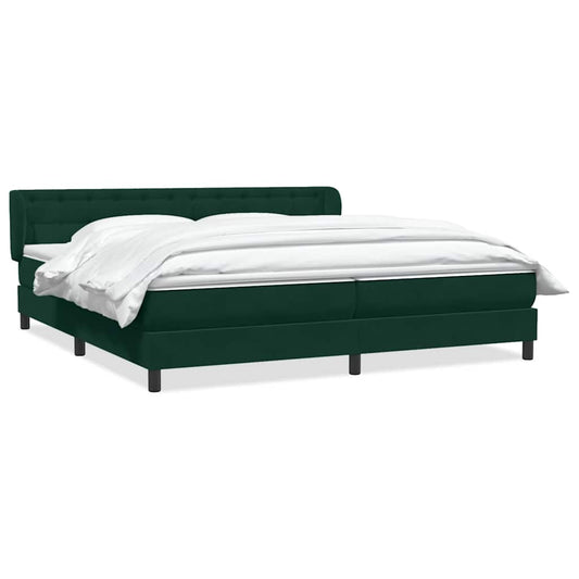 vidaXL Box Spring κρεβάτι με στρώματα σκούρο πράσινο Βελούδινο