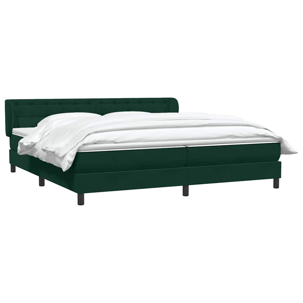 vidaXL Box Spring κρεβάτι με στρώματα σκούρο πράσινο Βελούδινο