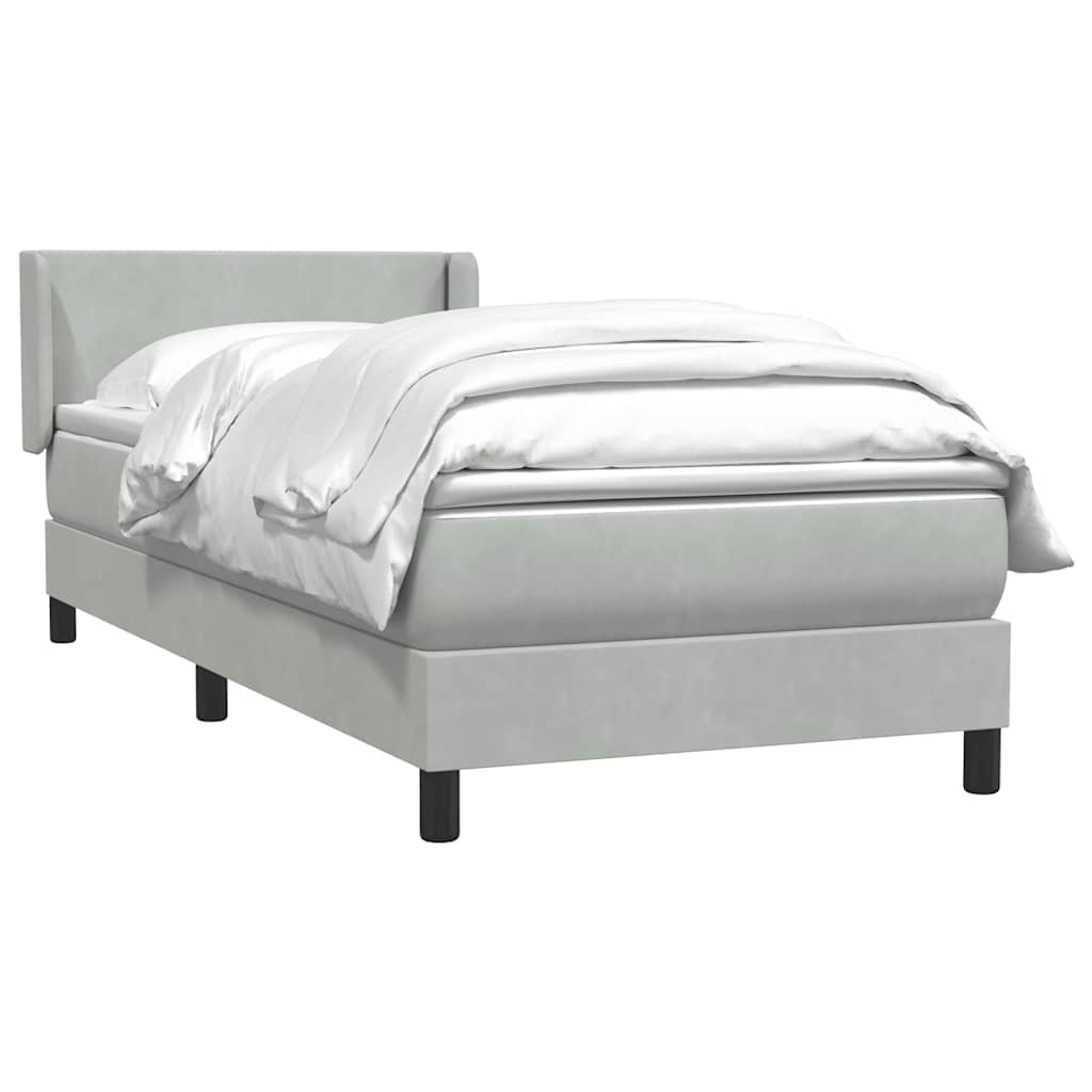 vidaXL Κρεβάτι Boxspring με Στρώμα Ανοιχτό Γκρι 80x210 εκ. Βελούδινο