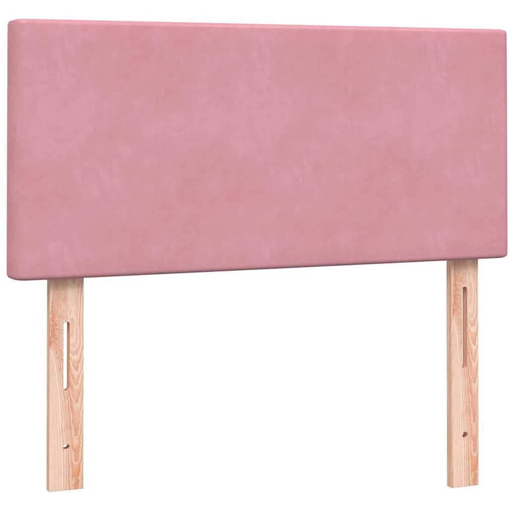 vidaXL Box Spring κρεβάτι με στρώμα ροζ 90x210 εκ. Βελούδινο