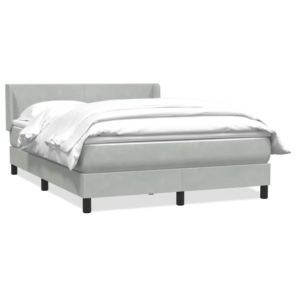 vidaXL Κρεβάτι Boxspring με Στρώμα Ανοιχτό Γκρι 160x210 εκ. Βελούδινο