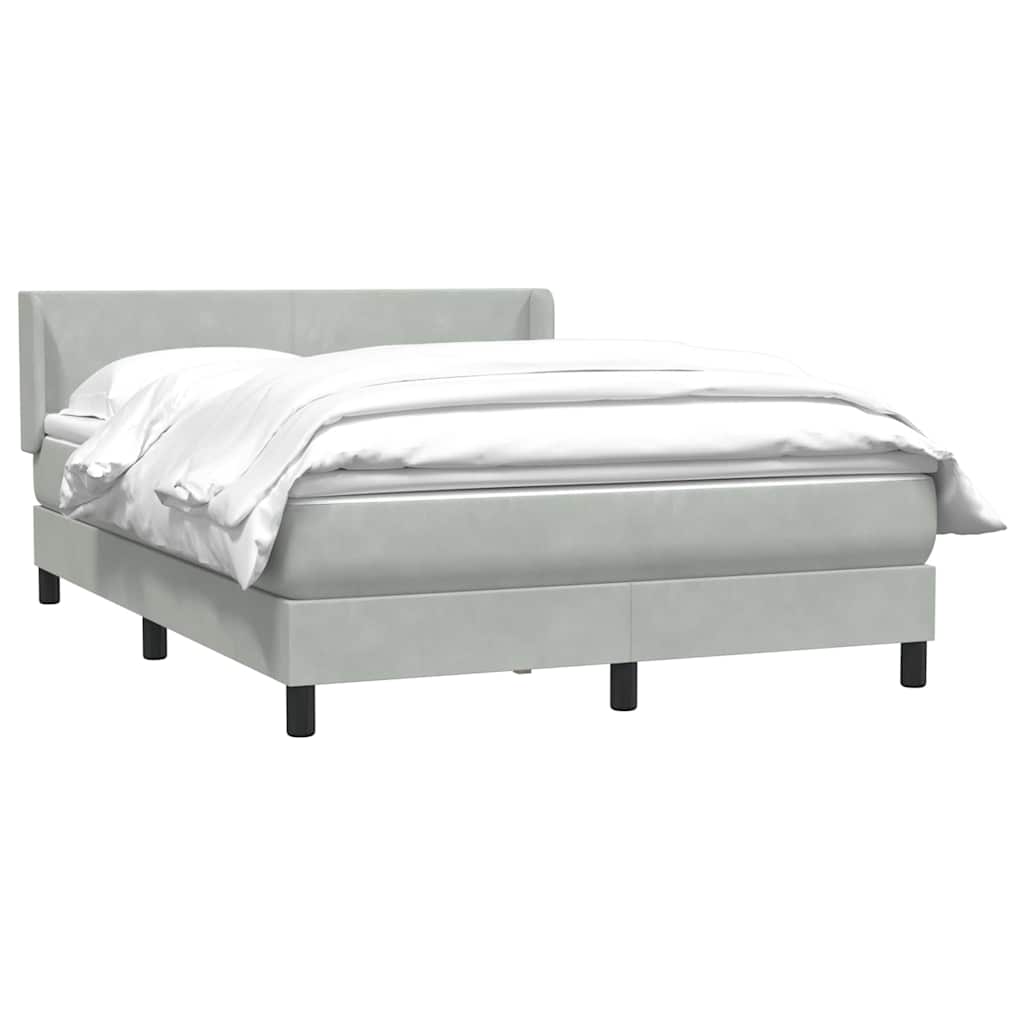 vidaXL Κρεβάτι Boxspring με Στρώμα Ανοιχτό Γκρι 160x210 εκ. Βελούδινο