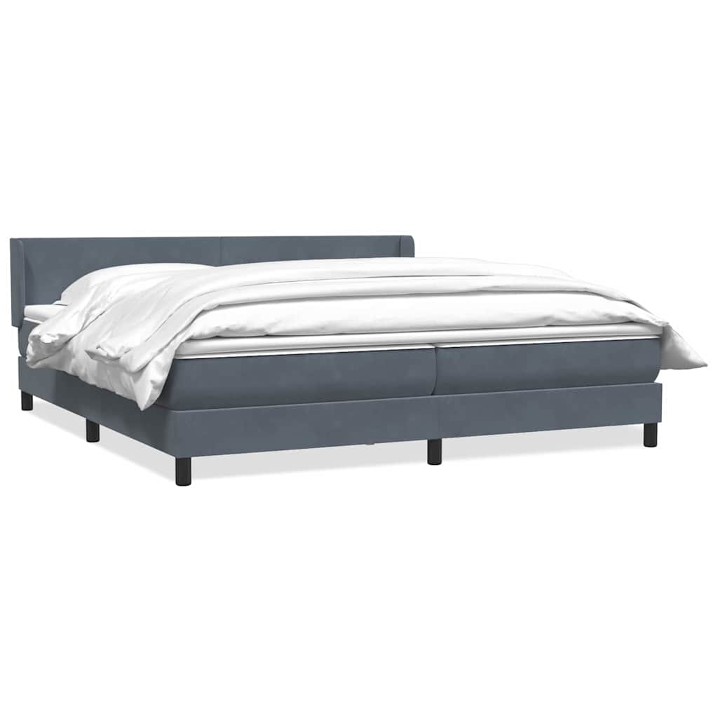 vidaXL Κρεβάτι Boxspring με Στρώμα Σκούρο Γκρι 180x210 εκ. Βελούδινο