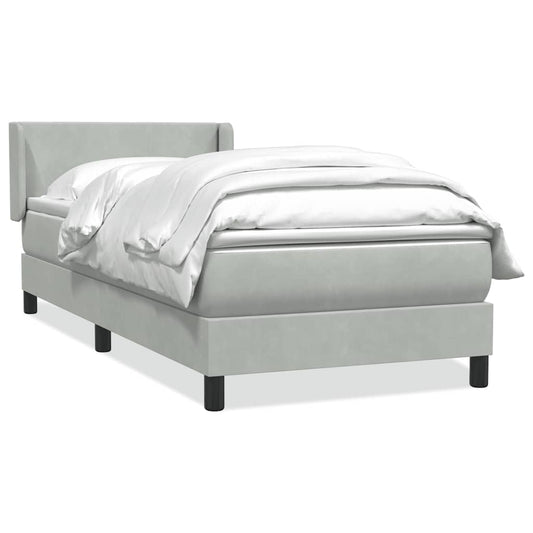 vidaXL Box Spring κρεβάτι με στρώμα ανοιχτό γκρι 80x220 cm Βελούδινο