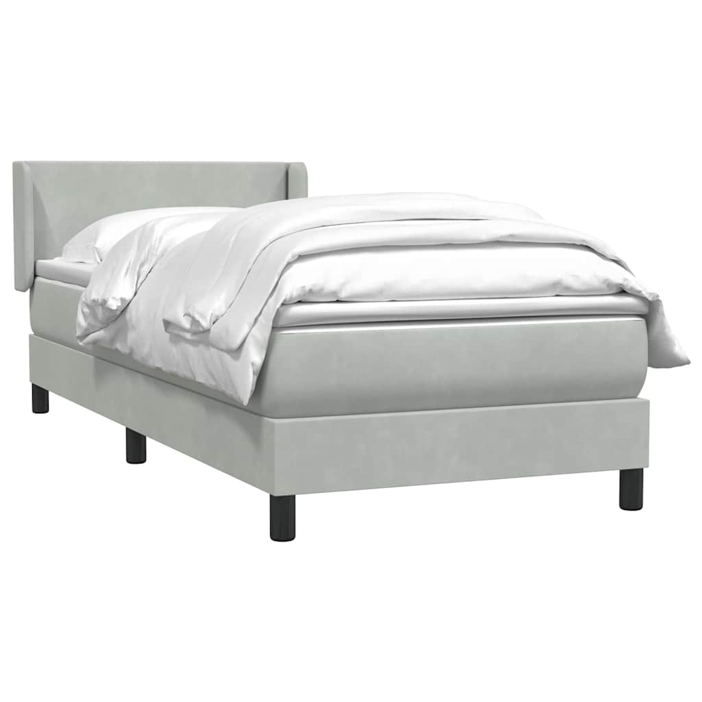 vidaXL Box Spring κρεβάτι με στρώμα ανοιχτό γκρι 80x220 cm Βελούδινο