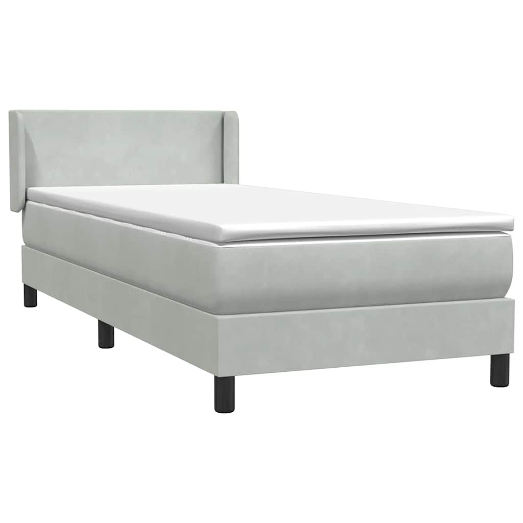vidaXL Box Spring κρεβάτι με στρώμα ανοιχτό γκρι 80x220 cm Βελούδινο