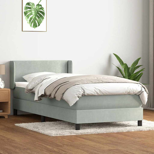 vidaXL Box Spring κρεβάτι με στρώμα ανοιχτό γκρι 80x220 cm Βελούδινο