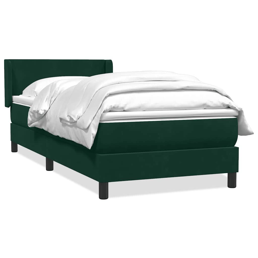 vidaXL Box Spring κρεβάτι με στρώμα σκούρο πράσινο 80x220εκ. Βελούδινο