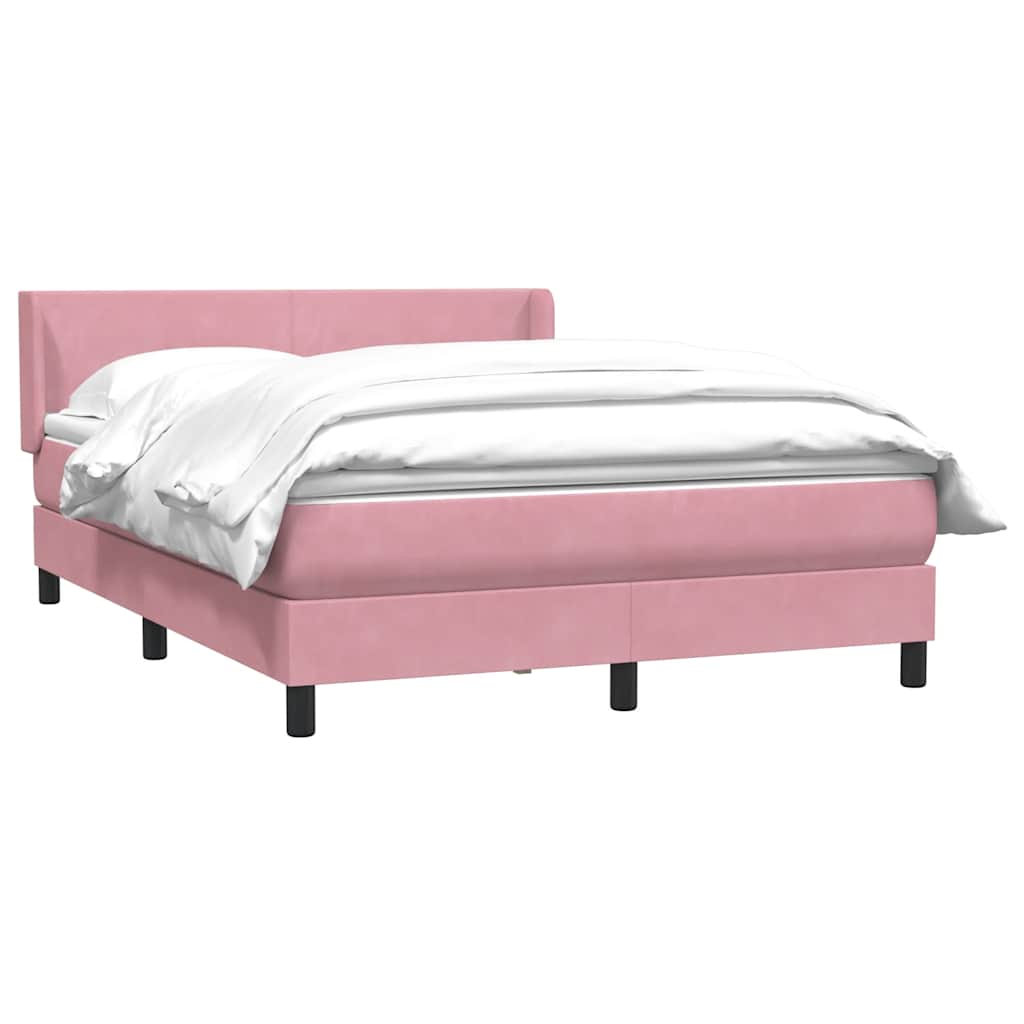 vidaXL Box Spring κρεβάτι με στρώμα ροζ 140x220 cm Βελούδινο