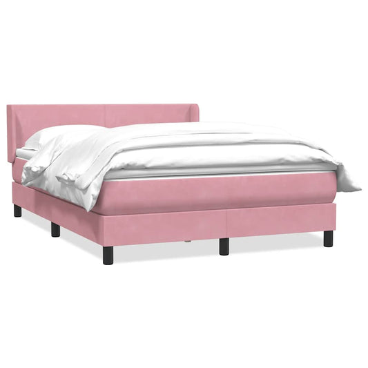 vidaXL Box Spring κρεβάτι με στρώμα ροζ 160x220 cm Βελούδινο
