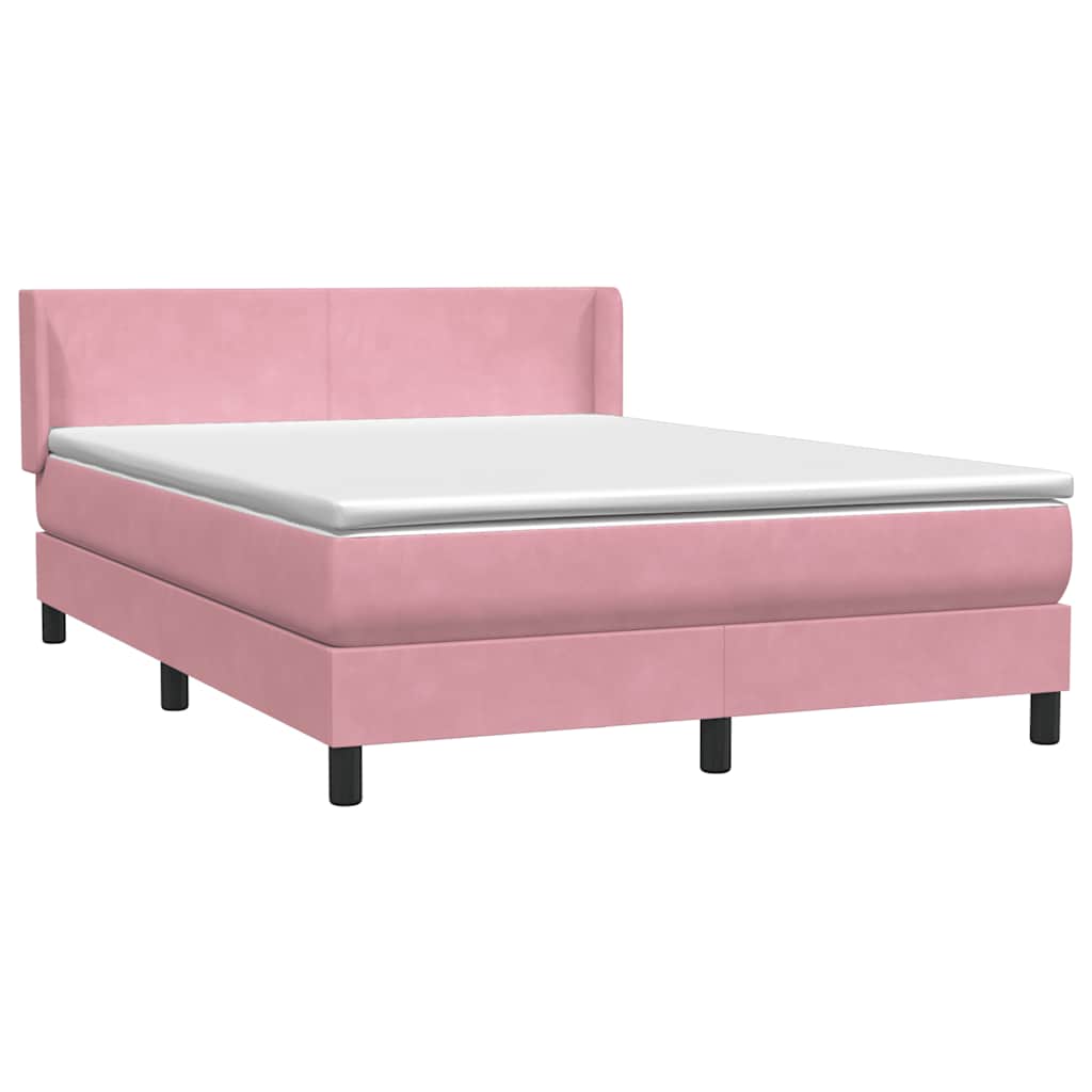 vidaXL Box Spring κρεβάτι με στρώμα ροζ 160x220 cm Βελούδινο