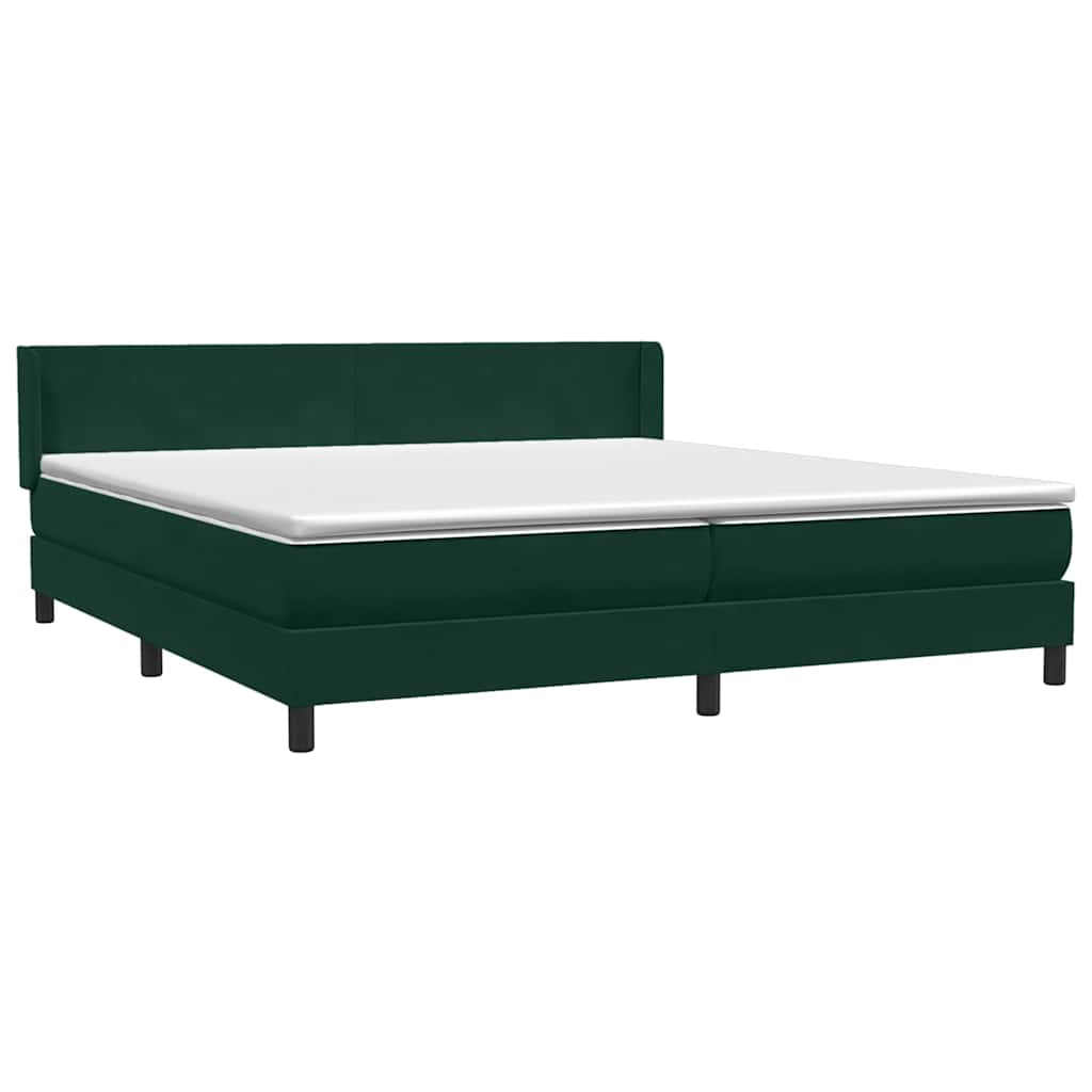 vidaXL Box Spring κρεβάτι με στρώμα σκούρο πράσινο 180x220cm Βελούδινο