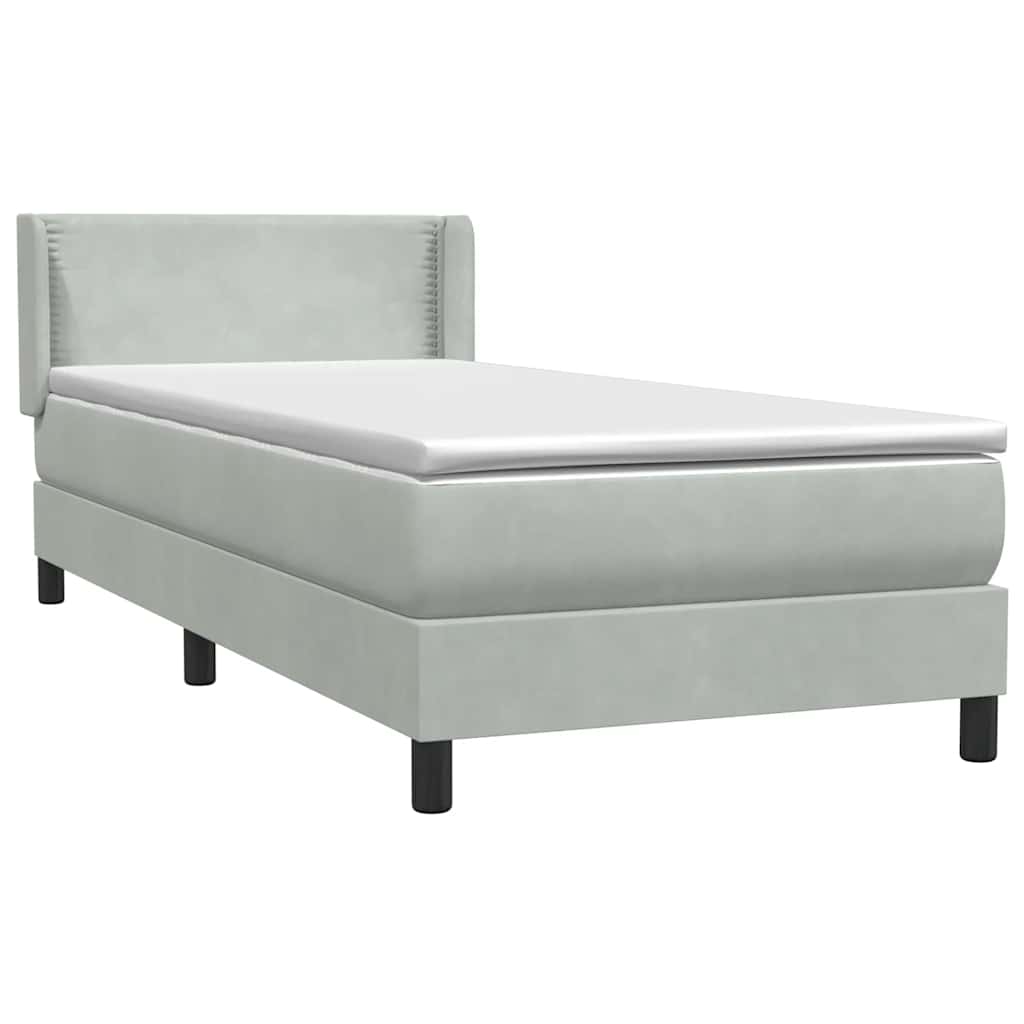 vidaXL Box Spring κρεβάτι με στρώμα ανοιχτό γκρι 80x220 cm Βελούδινο