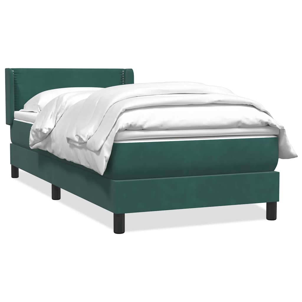 vidaXL Box Spring κρεβάτι με στρώμα σκούρο πράσινο 80x220εκ. Βελούδινο