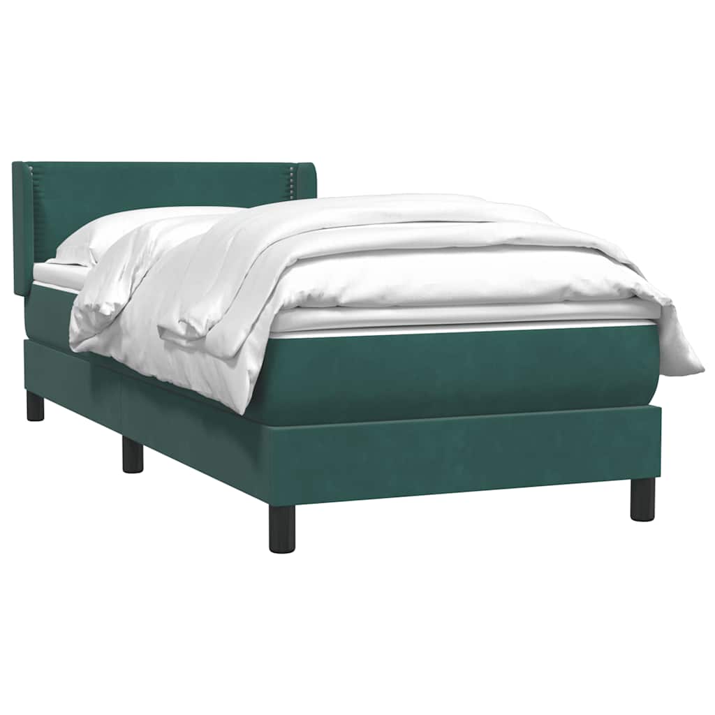 vidaXL Box Spring κρεβάτι με στρώμα σκούρο πράσινο 80x220εκ. Βελούδινο