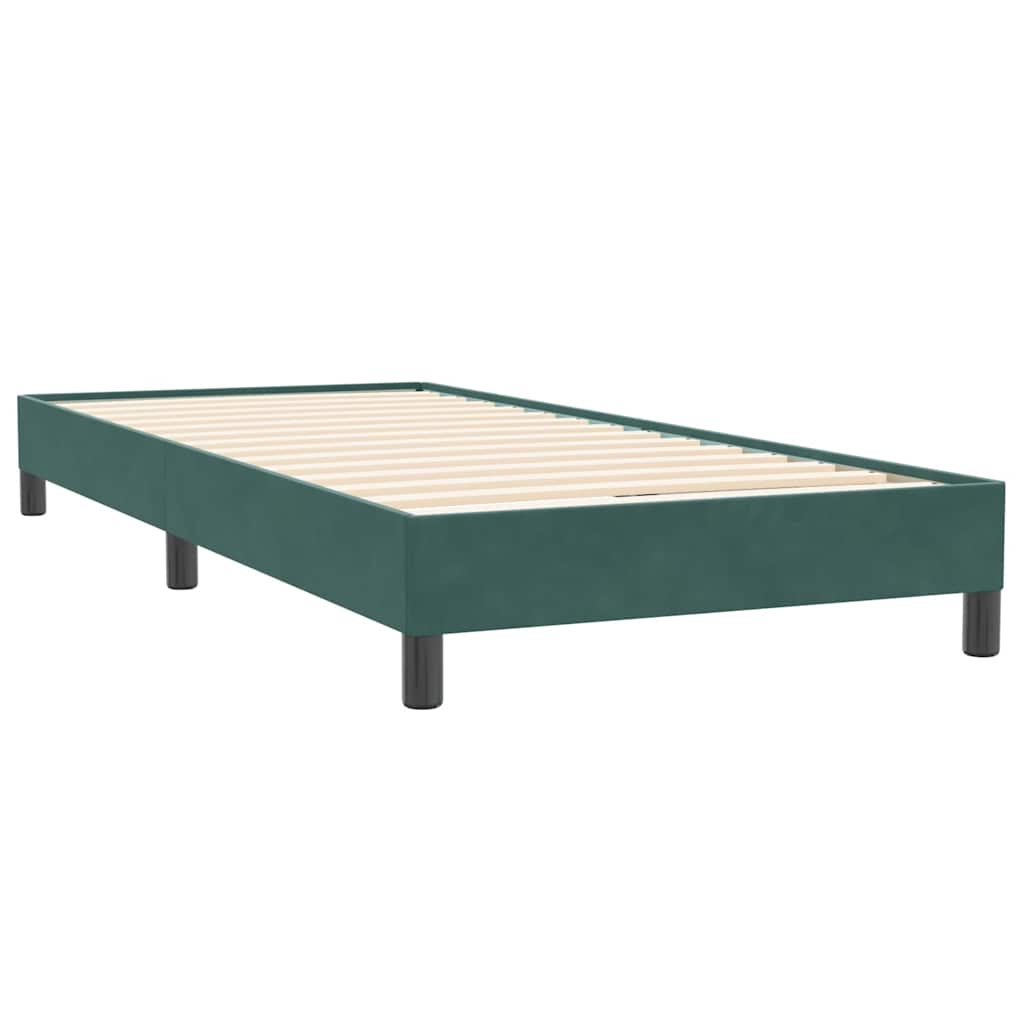 vidaXL Box Spring κρεβάτι με στρώμα σκούρο πράσινο 80x220εκ. Βελούδινο
