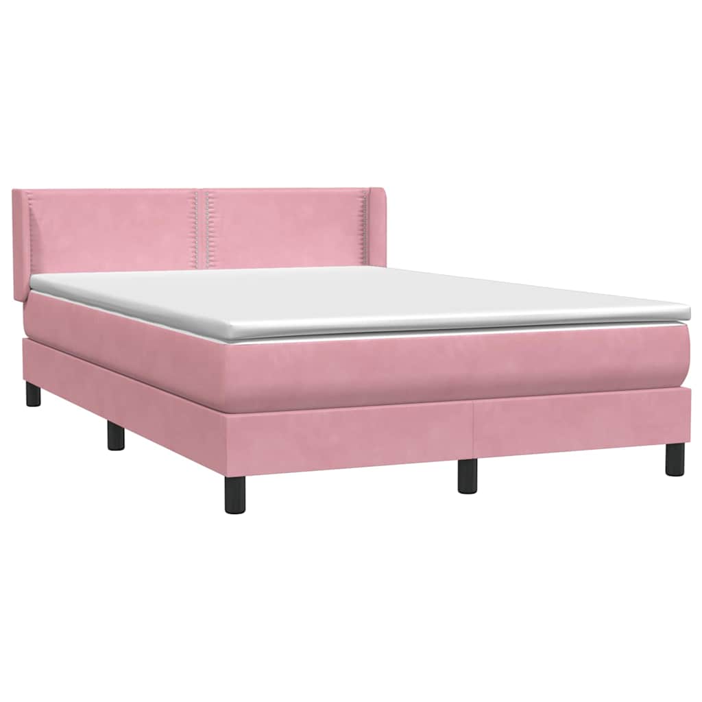 vidaXL Box Spring κρεβάτι με στρώμα ροζ 160x220 cm Βελούδινο