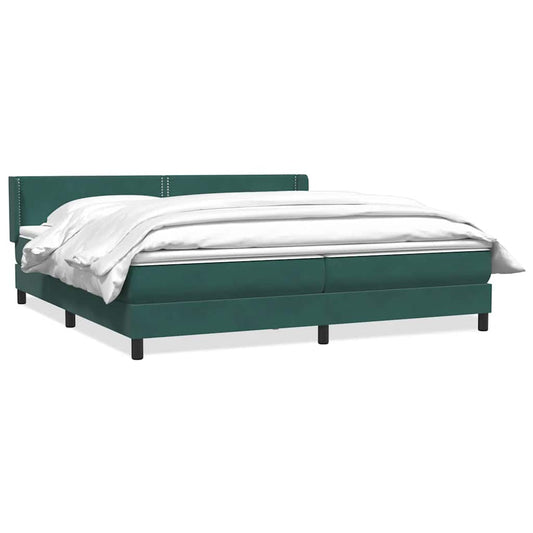 vidaXL Box Spring κρεβάτι με στρώμα σκούρο πράσινο 180x220cm Βελούδινο