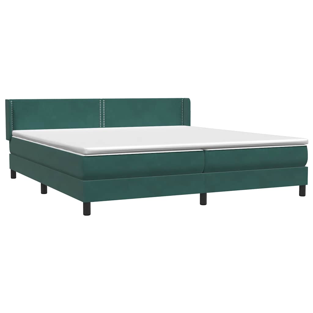 vidaXL Box Spring κρεβάτι με στρώμα σκούρο πράσινο 180x220cm Βελούδινο