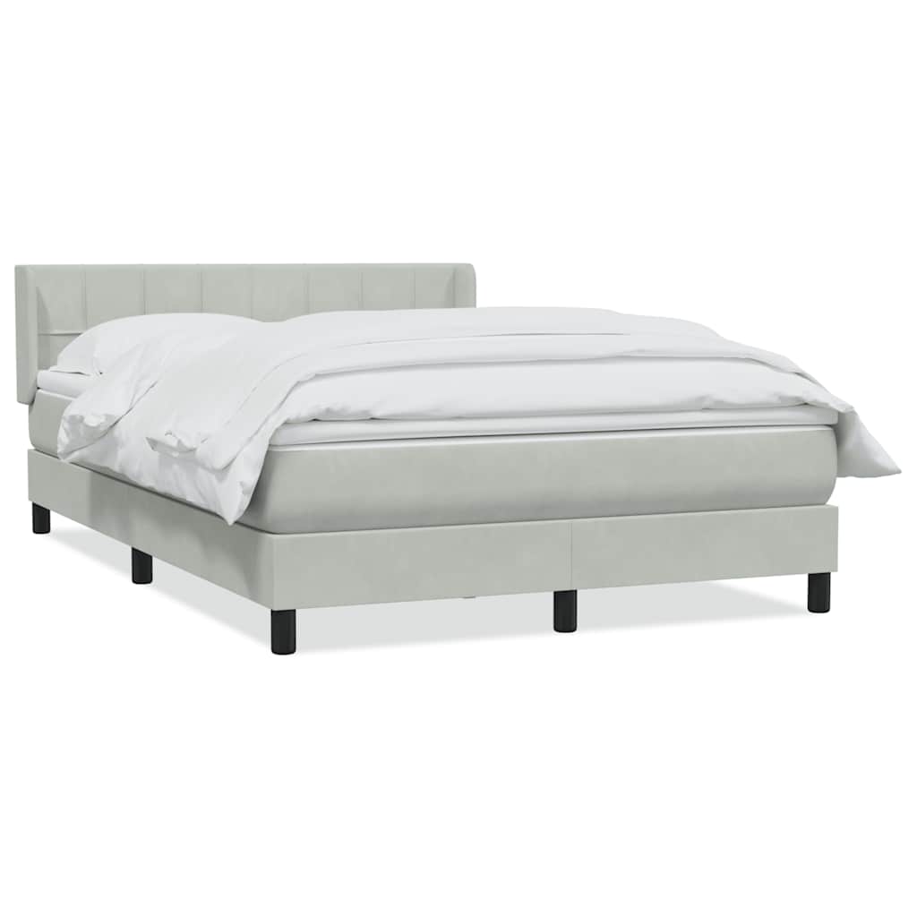 vidaXL Κρεβάτι Boxspring με Στρώμα Ανοιχτό Γκρι 160x210 εκ. Βελούδινο