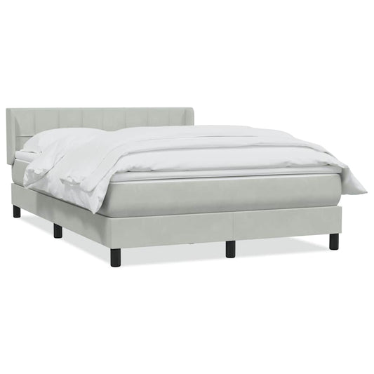 vidaXL Κρεβάτι Boxspring με Στρώμα Ανοιχτό Γκρι 160x210 εκ. Βελούδινο