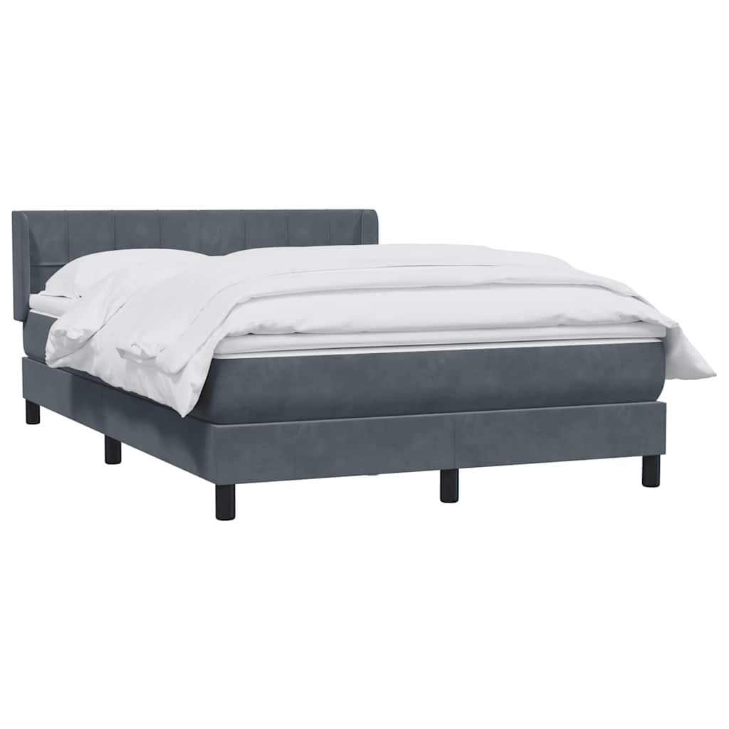 vidaXL Κρεβάτι Boxspring με Στρώμα Σκούρο Γκρι 160x210 εκ. Βελούδινο