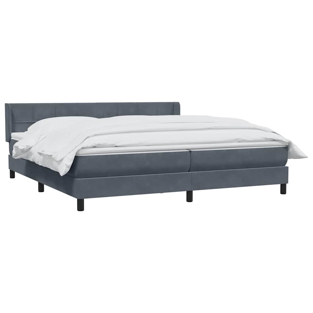 vidaXL Κρεβάτι Boxspring με Στρώμα Σκούρο Γκρι 180x210 εκ. Βελούδινο