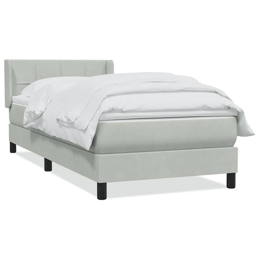 vidaXL Box Spring κρεβάτι με στρώμα ανοιχτό γκρι 80x220 cm Βελούδινο