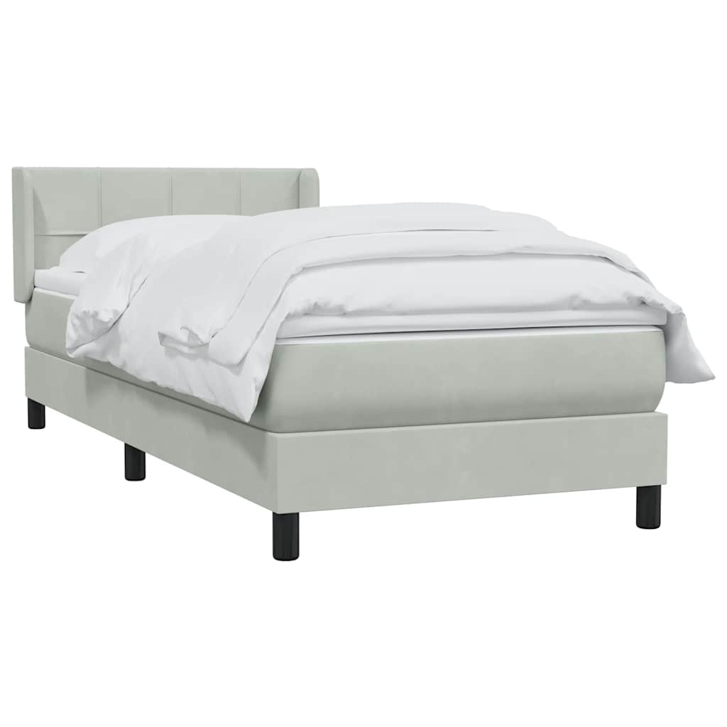 vidaXL Box Spring κρεβάτι με στρώμα ανοιχτό γκρι 80x220 cm Βελούδινο